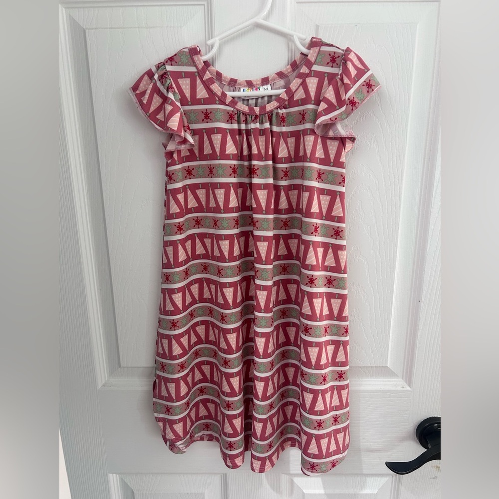Adorable Striped Kids Dress in Pink and Gray
